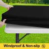 imageSmiry Picnic Table Cover with Bench Covers Waterproof Elastic Fitted Polyester Tablecloths for 6 Ft Rectangle Tables Washable Windproof Tablecloth for Camping RV ampamp Outdoor Black 30x72 InchesBlack