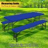 imageSmiry Picnic Table Cover with Bench Covers Waterproof Elastic Fitted Polyester Tablecloths for 6 Ft Rectangle Tables Washable Windproof Tablecloth for Camping RV ampamp Outdoor Black 30x72 InchesBlue