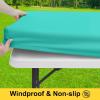 imageSmiry Picnic Table Cover with Bench Covers Waterproof Elastic Fitted Polyester Tablecloths for 6 Ft Rectangle Tables Washable Windproof Tablecloth for Camping RV ampamp Outdoor Black 30x72 InchesTeal