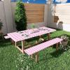 imageSmiry Picnic Table Cover with Bench Covers Waterproof Elastic Fitted Tablecloths for 6 Foot Rectangle Tables Washable Buffalo Plaid Tablecloth for Camping Outdoor Black ampamp White 30quotx72quotPink and White