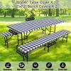 imageSmiry Picnic Table Cover with Bench Covers Waterproof Elastic Fitted Tablecloths for 6 Foot Rectangle Tables Washable Buffalo Plaid Tablecloth for Camping Outdoor Black ampamp White 30quotx72quotNavy and White