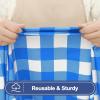 imageSmiry Picnic Table Cover with Bench Covers Waterproof Elastic Fitted Tablecloths for 6 Foot Rectangle Tables Washable Buffalo Plaid Tablecloth for Camping Outdoor Black ampamp White 30quotx72quotBlue and White