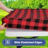 imageSmiry Picnic Table Cover with Bench Covers Waterproof Elastic Fitted Tablecloths for 6 Foot Rectangle Tables Washable Buffalo Plaid Tablecloth for Camping Outdoor Black ampamp White 30quotx72quotBlack and Red
