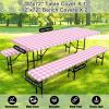 imageSmiry Picnic Table Cover with Bench Covers Waterproof Elastic Fitted Tablecloths for 6 Foot Rectangle Tables Washable Buffalo Plaid Tablecloth for Camping Outdoor Black ampamp White 30quotx72quotPink and White