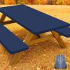imageSmiry Picnic Table Cover with Bench Covers Waterproof Elastic Fitted Polyester Tablecloths for 6 Ft Rectangle Tables Washable Windproof Tablecloth for Camping RV ampamp Outdoor Black 30x72 InchesNavy