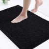 imageSmiry Chenille Bathroom Rugs 24x16 and UShaped Toilet Bath Rugs 20x20 Extra Soft and Absorbent Shaggy Bath Mat Machine Washable NonSlip Plush Carpet Black