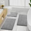 imageSmiry Chenille Bathroom Rugs 24x16 and UShaped Toilet Bath Rugs 20x20 Extra Soft and Absorbent Shaggy Bath Mat Machine Washable NonSlip Plush Carpet Grey