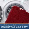 imageSmiry Chenille Bathroom Rugs and Mats Set of 3 Non Slip Absorbent Shaggy Bath Rug for Tub Shower and Bath Room 30quotx 20quot30quotx 20quotUShaped 24quot x20quot Burgundy