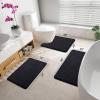 imageSmiry Memory Foam Bath Mat 24x16 and 47quotx24quotExtra Soft Absorbent Bathroom Rugs Non Slip Bath Rug Runner for Shower Bathroom Floors Black