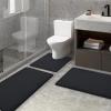 imageSmiry Memory Foam Bath Mat 30x20 and 24x20 UShaped Toilet Extra Soft Absorbent Bathroom Rugs Non Slip Bath Rug Runner for Shower Bathroom Floors Black