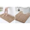 imageSmiry Luxury Chenille Bath Rug 36quotx24quot and UShaped Toilet Bathroom Rugs 20quotx20quot Extra Soft and Absorbent Shaggy Bathroom Mat Rugs Machine Washable NonSlip Plush CarpetBeige