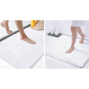 imageSmiry Luxury Chenille Bath Rug Set 2 Piece Extra Soft and Absorbent Shaggy Bathroom Mat Rugs Machine Washable NonSlip Plush Carpet Runner for Tub Shower and Bath Room24x1630quotx20quotWhite