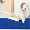 imageSmiry Cat Litter Box Mat 30x17 NonSlip Water Resistant Litter Trapping Mat Easy Clean Less Waste and UrineLocking Cat Carpet for Indoor RedBlue