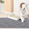 imageSmiry Cat Litter Box Mat 30x17 NonSlip Water Resistant Litter Trapping Mat Easy Clean Less Waste and UrineLocking Cat Carpet for Indoor RedGrey
