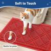 imageSmiry Cat Litter Box Mat 30x17 NonSlip Water Resistant Litter Trapping Mat Easy Clean Less Waste and UrineLocking Cat Carpet for Indoor RedRed