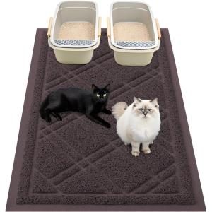 imageSmiry Cat Litter Box Mat 30x17 NonSlip Water Resistant Litter Trapping Mat Easy Clean Less Waste and UrineLocking Cat Carpet for Indoor RedBrown