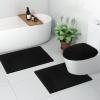 imageSmiry Bathroom Rugs and Mats Set 2 Piece Chenille Bath Mat Set Machine Wash Dry Non Slip Absorbent Shaggy Bath Rug for Bath Room Shower and Tub 30quot x 20quot175quot x 15quot Black