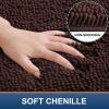 imageSmiry Chenille Bath Rug and Mats Set of 3 Non Slip Absorbent Shaggy Bath Rug for Tub Shower and Bath Room 24quotx 16quot36quotx 24quotUShaped 24quot x20quot Brown
