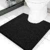 imageSmiry Luxury Chenille Toilet Rugs UShaped 20x20 Soft Absorbent NonSlip Contour Bathroom Rugs for Toilet Machine Washable Contoured Bath Mats Black