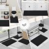 imageSmiry Bathroom Rugs Set 3 Piece Extra Soft Absorbent Non Slip Rubber Backing Machine Washable Quick Dry Chenille Bath Rug Set for Tub Shower and Floor 47quot x 20quot24quot x 16quot UShaped 24quot x 20quot Black