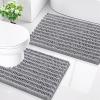 imageSmiry Bathroom Rugs Sets 2 Piece30x20 Plus 24x20 and Toilet Lid Cover 175x15 Soft and Absorbent Bath Mat Machine Washable NonSlip Plush Carpet Runner for Tub Shower and Floor Home DecorGrey