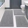 imageSmiry Bathroom Rugs Sets 3 Piece Soft Absorbent Chenille Bath Mat and UShaped Contour Toilet Rug Machine Wash Dry Bath Mat Sets for Bathroom Tub and Floor 30quotx20quot24quotx16quot24quotx20quot BlackGrey