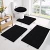 imageSmiry Bathroom Rugs Sets 3 Piece Soft Absorbent Chenille Bath Mat and UShaped Contour Toilet Rug Machine Wash Dry Bath Mat Sets for Bathroom Tub and Floor 30quotx20quot24quotx16quot24quotx20quot BlackBlack