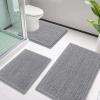 imageSmiry Bathroom Rugs Sets 3 Piece Soft Absorbent Chenille Bath Mat and UShaped Contour Toilet Rug Machine Wash Dry Bath Mat Sets for Bathroom Tub and Floor 30quotx20quot24quotx16quot24quotx20quot BlackGrey