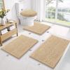 imageSmiry Bathroom Rugs Sets 3 Piece Soft Absorbent Chenille Bath Mat and UShaped Contour Toilet Rug Machine Wash Dry Bath Mat Sets for Bathroom Tub and Floor 30quotx20quot24quotx16quot24quotx20quot BlackBeige