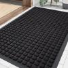 imageSmiry Front Door Mat Outside Entrance Black 295quot x 17quot and Luxury Chenille Bathroom Rugs Black 30quot x 20quot 2 Item Bundle