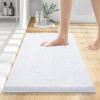 imageSmiry Bathroom Rugs and Mats Set 2 Piece Chenille Bath Mat Set Machine Wash Dry Non Slip Absorbent Shaggy Bath Rug for Bath Room Shower and Tub 24quot x 16quot175quot x 15quot White