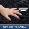 imageSmiry Chenille Bathroom Rugs 36x24 and UShaped Toilet Bath Rugs 20x20 Extra Soft and Absorbent Shaggy Bath Mat Machine Washable NonSlip Plush Carpet Black