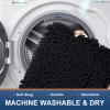imageSmiry Chenille Bathroom Rugs 36x24 and UShaped Toilet Bath Rugs 20x20 Extra Soft and Absorbent Shaggy Bath Mat Machine Washable NonSlip Plush Carpet Black