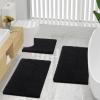 imageSmiry Chenille Bathroom Rugs 36x24 and UShaped Toilet Bath Rugs 20x20 Extra Soft and Absorbent Shaggy Bath Mat Machine Washable NonSlip Plush Carpet Black