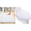 imageSmiry Bathroom Rugs and Mats Set 2 Piece Chenille Bath Mat Set Machine Wash Dry Non Slip Absorbent Shaggy Bath Rug for Bath Room Shower and Tub 24quot x 16quot175quot x 15quot White