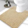 imageSmiry Luxury Chenille Toilet Rugs UShaped 24x20 Soft Absorbent NonSlip Contour Bathroom Rugs for Toilet Machine Washable Contoured Bath Mats Beige