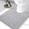 imageSmiry Luxury Chenille Toilet Rugs UShaped 24x20 Soft Absorbent NonSlip Contour Bathroom Rugs for Toilet Machine Washable Contoured Bath Mats Light Grey