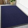 imageSmiry Front Door Mat Outside Entrance Heavy Duty Natural Rubber Doormat Non Slip Trap Dirt and Moisture Easy Clean Low Profile Welcome Floor Mats for Indoor Outdoor Entry 295x17 Inch BlackNavy Blue