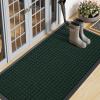 imageSmiry Front Door Mat Outside Entrance Heavy Duty Natural Rubber Doormat Non Slip Trap Dirt and Moisture Easy Clean Low Profile Welcome Floor Mats for Indoor Outdoor Entry 295x17 Inch BlackBlack Green