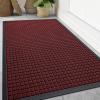 imageSmiry Front Door Mat Outside Entrance Heavy Duty Natural Rubber Doormat Non Slip Trap Dirt and Moisture Easy Clean Low Profile Welcome Floor Mats for Indoor Outdoor Entry 295x17 Inch BlackRed