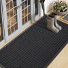 imageSmiry Front Door Mat Outside Entrance Heavy Duty Natural Rubber Doormat Non Slip Trap Dirt and Moisture Easy Clean Low Profile Welcome Floor Mats for Indoor Outdoor Entry 295x17 Inch BlackBlack