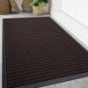 imageSmiry Front Door Mat Outside Entrance Heavy Duty Natural Rubber Doormat Non Slip Trap Dirt and Moisture Easy Clean Low Profile Welcome Floor Mats for Indoor Outdoor Entry 295x17 Inch BlackBrown
