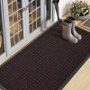 imageSmiry Front Door Mat Outside Entrance Heavy Duty Natural Rubber Doormat Non Slip Trap Dirt and Moisture Easy Clean Low Profile Welcome Floor Mats for Indoor Outdoor Entry 295x17 Inch BlackBrown