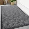 imageSmiry Front Door Mat Outside Entrance Heavy Duty Natural Rubber Doormat Non Slip Trap Dirt and Moisture Easy Clean Low Profile Welcome Floor Mats for Indoor Outdoor Entry 295x17 Inch BlackMix Grey