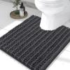 imageSmiry Bathroom Rugs Set 3 Piece Soft Absorbent Non Slip Rubber Backing Machine Washable Quick Dry Chenille Bath Rug Set for Tub Shower and Floor 47quot x 20quot30quot x 20quot UShaped 24quot x 20quot Dark Grey