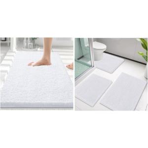 imageSmiry Bathroom Rugs and Mats Set of 4 Non Slip Absorbent Shaggy Bath Rug for Tub Shower and Bath Room 30quot x 20quot30quotx20quot24quotx16quot24quotx20quot White