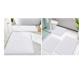 imageSmiry Bathroom Rugs and Mats Set of 5 Non Slip Absorbent Shaggy Bath Rug for Tub Shower and Bath Room 30quotx20quot24quotx16quot30quotx20quot24quotx16quot24quotx20quot White
