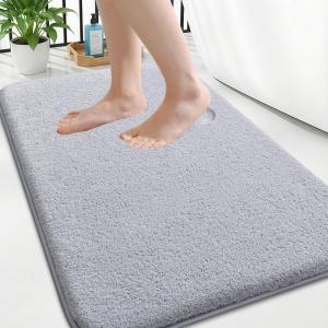 imageSmiry Memory Foam Bath Mat 32quotx20quot Ultra Soft Plush Bathroom Rug Non Slip Quick Dry Absorbent Microfiber Floor Mat for Bathroom Shower Tub or Home Decor GreyGrey