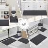 imageSmiry Bathroom Rugs Set 3 Piece Soft Absorbent Non Slip Rubber Backing Machine Washable Quick Dry Chenille Bath Rug Set for Tub Shower and Floor 30quot x 20quot24quot x 16quot UShaped 24quot x 20quot Dark Gray