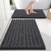 imageSmiry Bathroom Rugs Set 3 Piece Soft Absorbent Non Slip Rubber Backing Machine Washable Quick Dry Chenille Bath Rug Set for Tub Shower and Floor 30quot x 20quot24quot x 16quot UShaped 24quot x 20quot Dark Gray